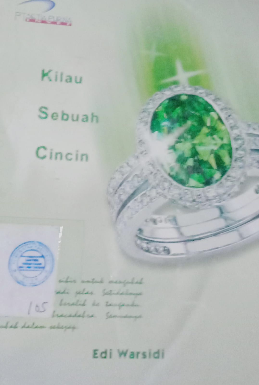 Cover KIlau Sebuah Cincin / Warsidi Edi