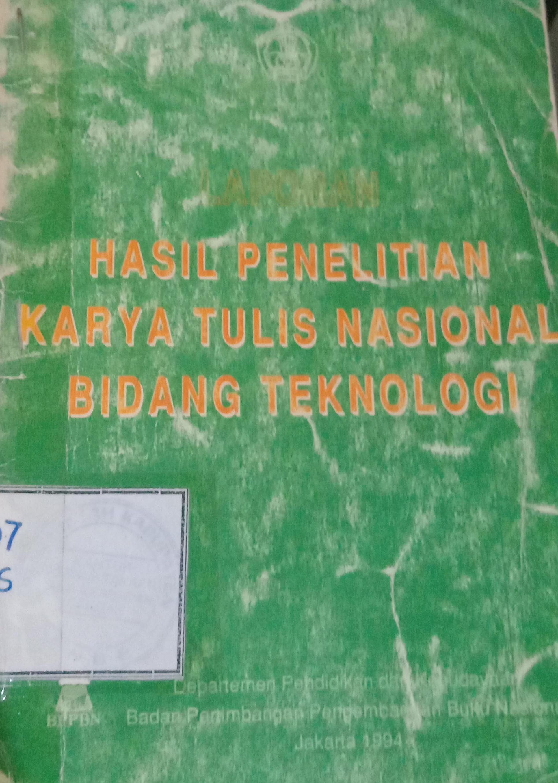 Cover Laporan Hasil Penelitian Karya Tulis Nasional Bidang Teknologi
