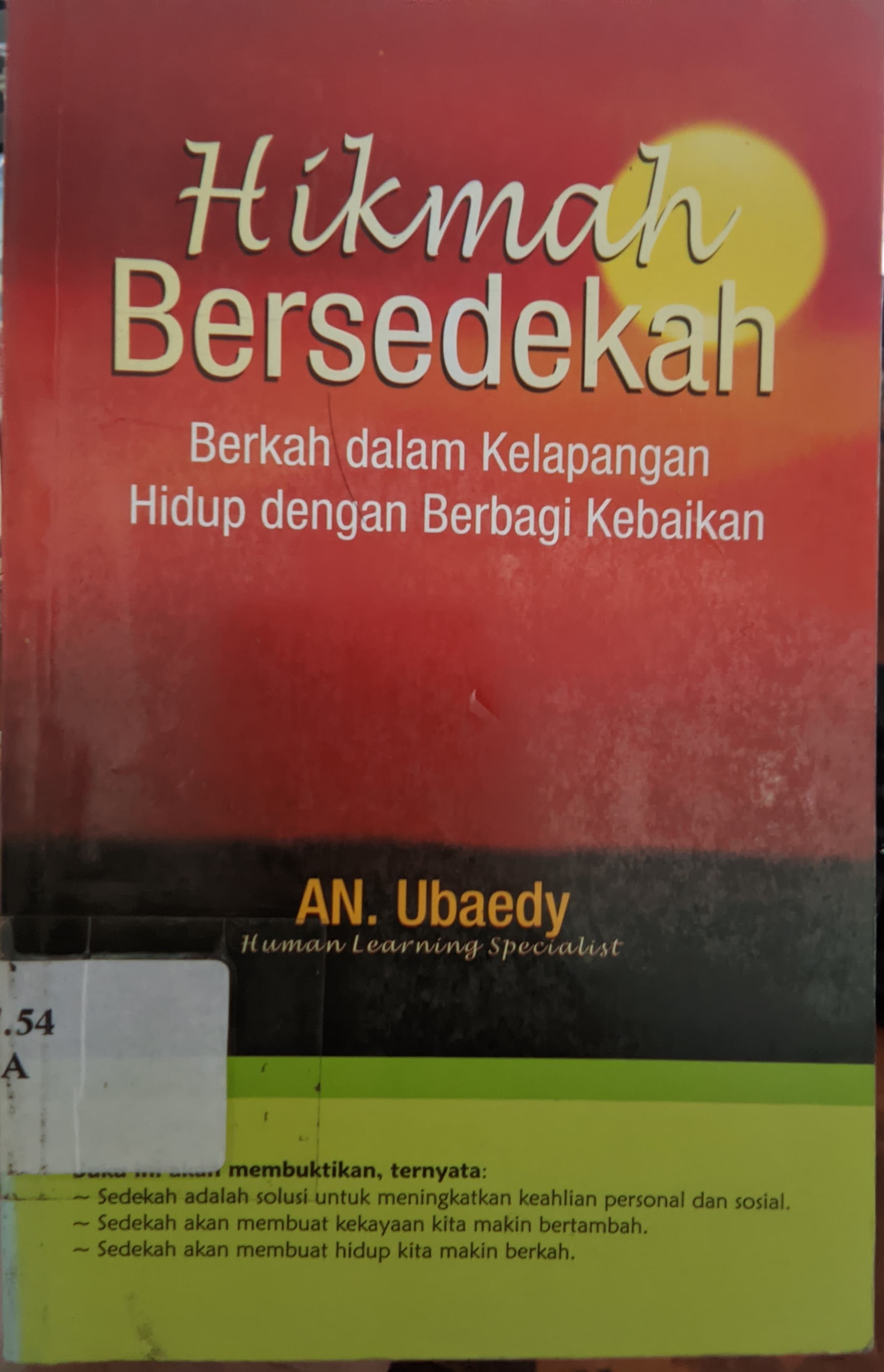 Cover Hikmah Bersedekah :  Berkah Dalam Kelapangan... / Ubaedy