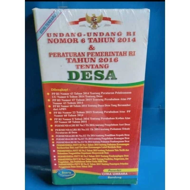 Cover Undang-Undang RI & Peraturan Pemerintah RI Tahun 2016 Tentang Desa