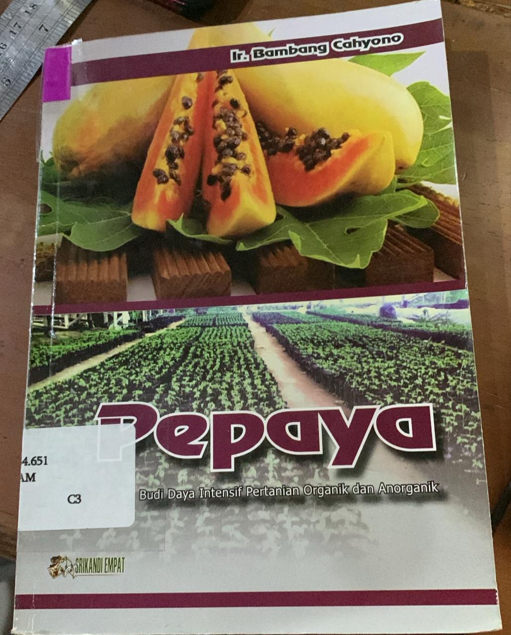 Cover Pepaya :  Budi Daya Intensif Pertanian Organik dan Anorganik / Bambang, Cahyono