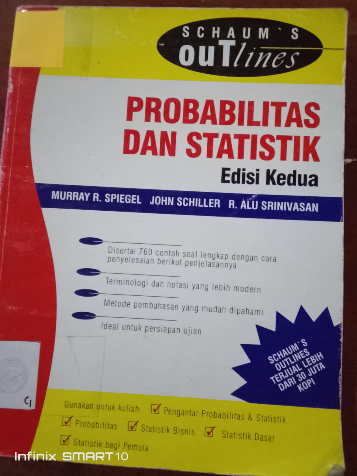 Cover Schaum's Outline Of Probabilitas Dan Statistik / john, shhiller