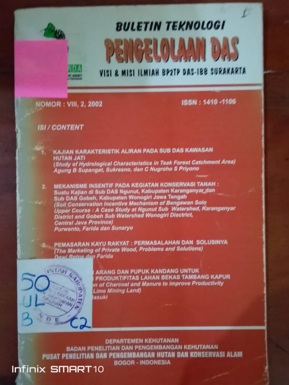 Cover Pengelolaan Das :Drs. Irfan Budi Pramono, M. Sc