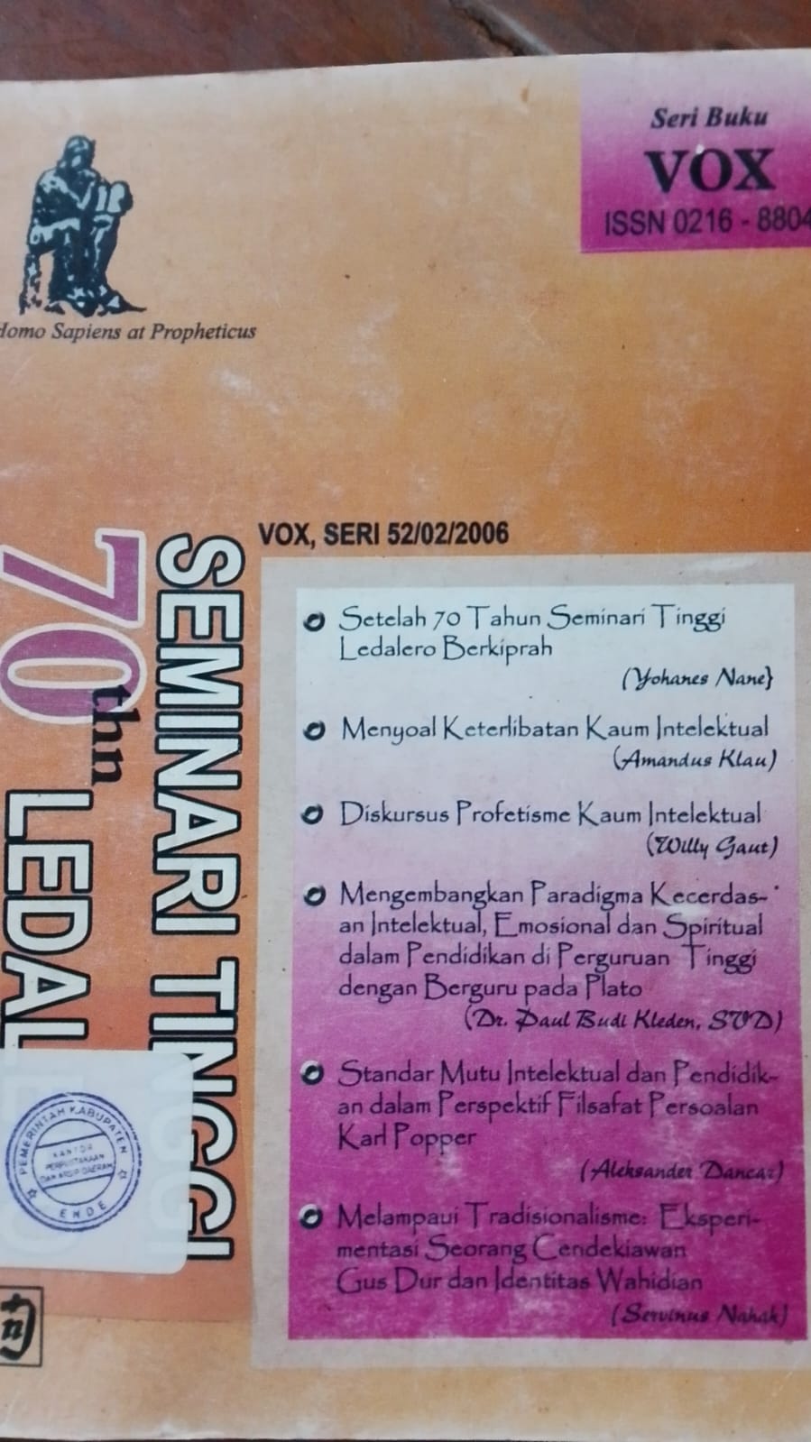 Cover Seminari Tinggi 70 Thn Ledalero / Tule Philipus
