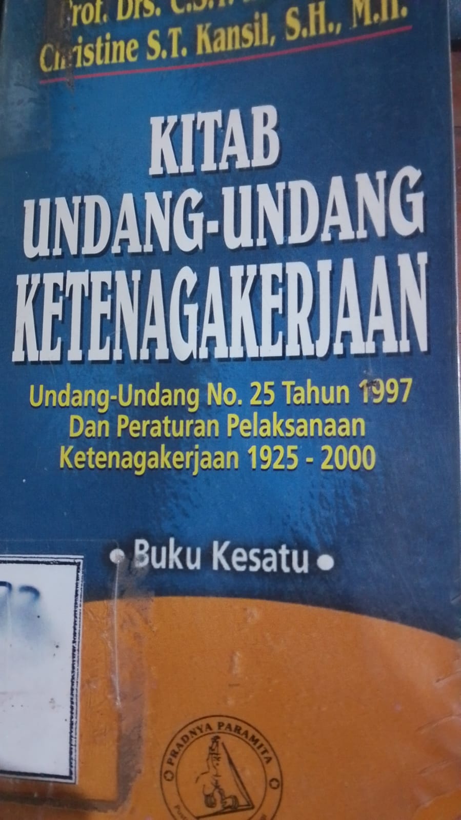 Cover KItab Undang-Undang Ketenaga Kerja / C.S.T. Kansil Christine