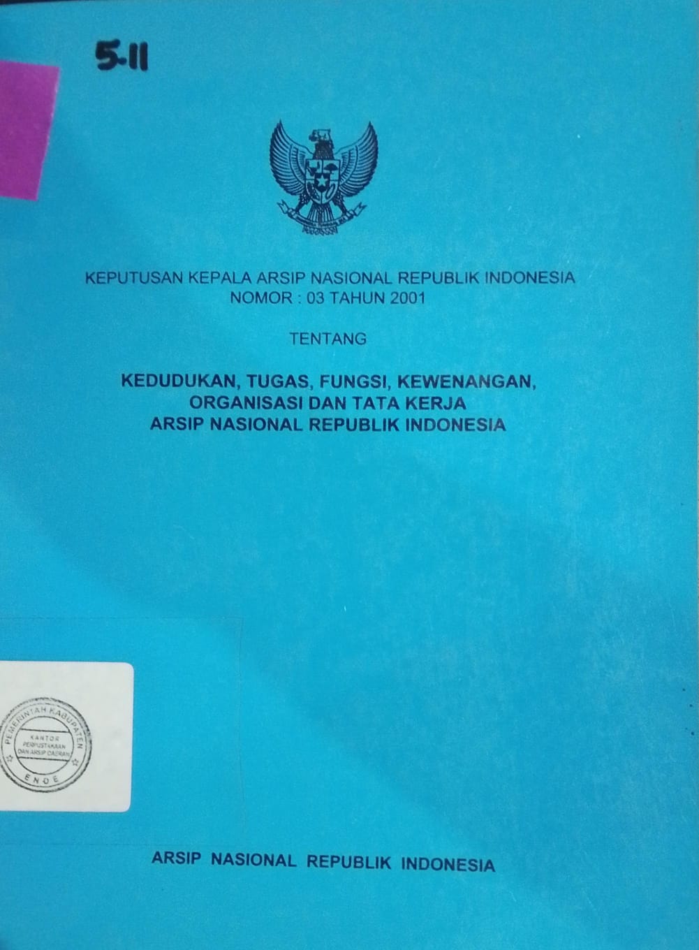 Cover Keputusan Kepala Arsip Nasional Republik Indonesia