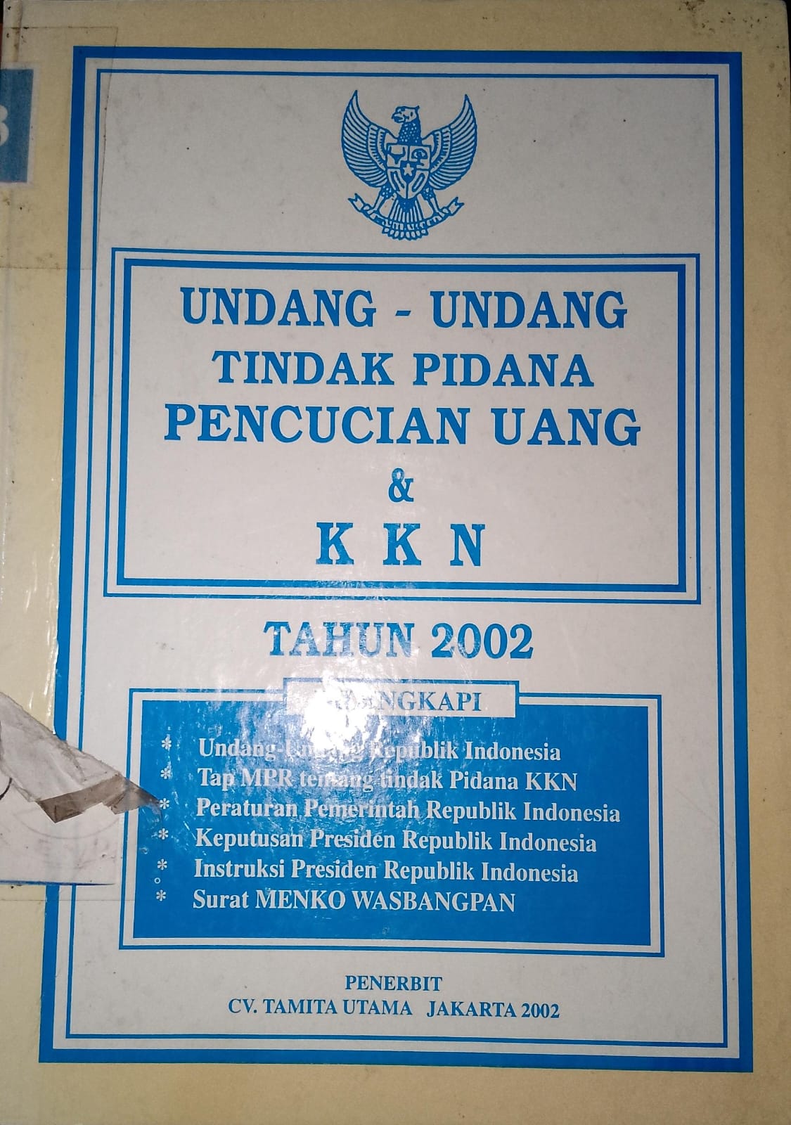 Cover Undang Undang Tindakan Pidana Pencucian Uang dan KKN