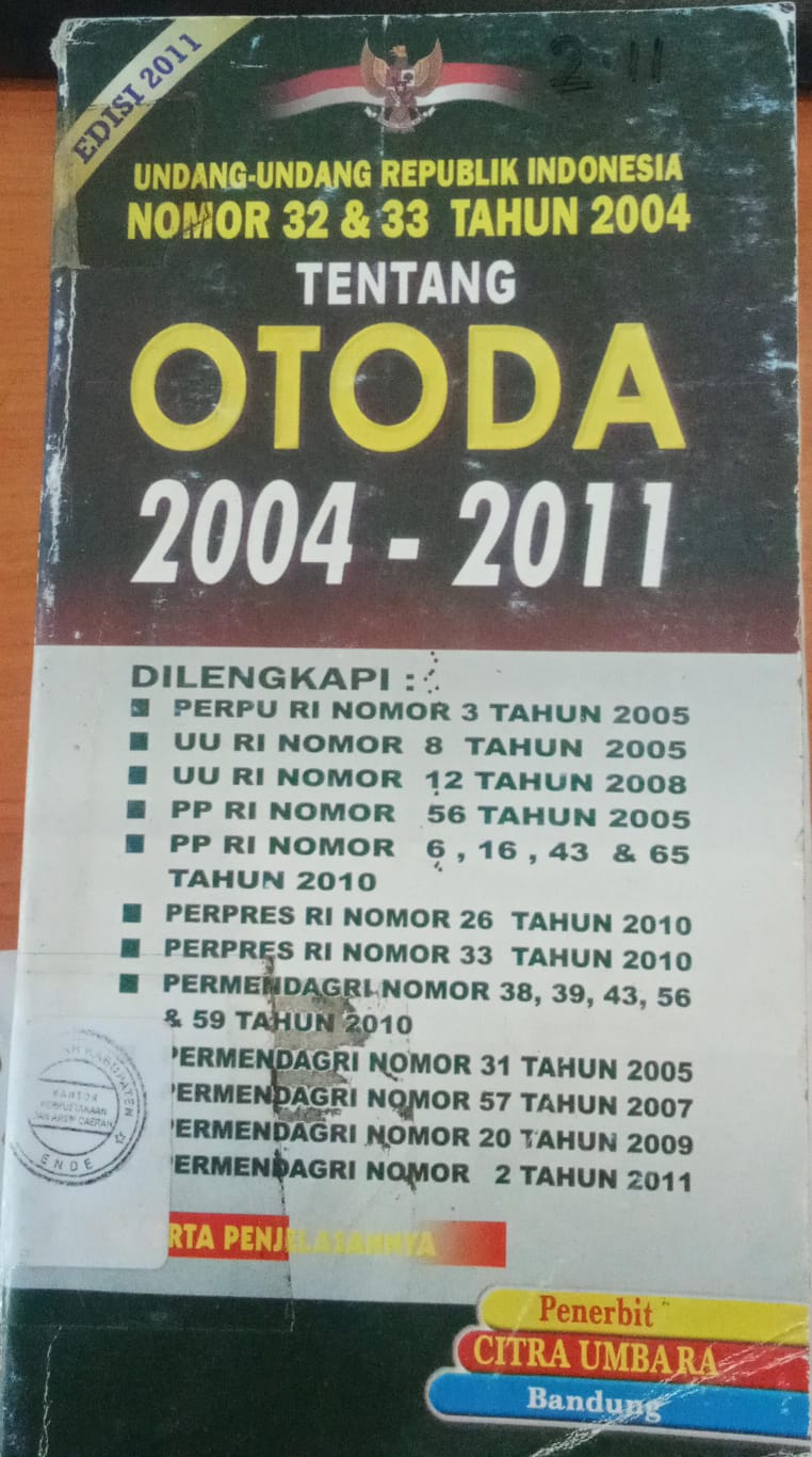 Cover Undang-Undang Republik Indonesia Nomor 32 & 33 Tahun 2004 Tentang OTODA 2004-2011