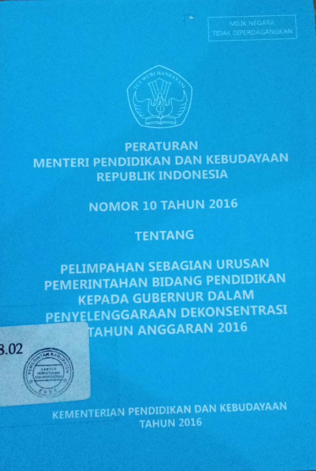 Cover Peraturan Menteri Pendidikan dan Kebudayaan Republik Indonesia / Kementrian Pendidikan dan Kebudayaan