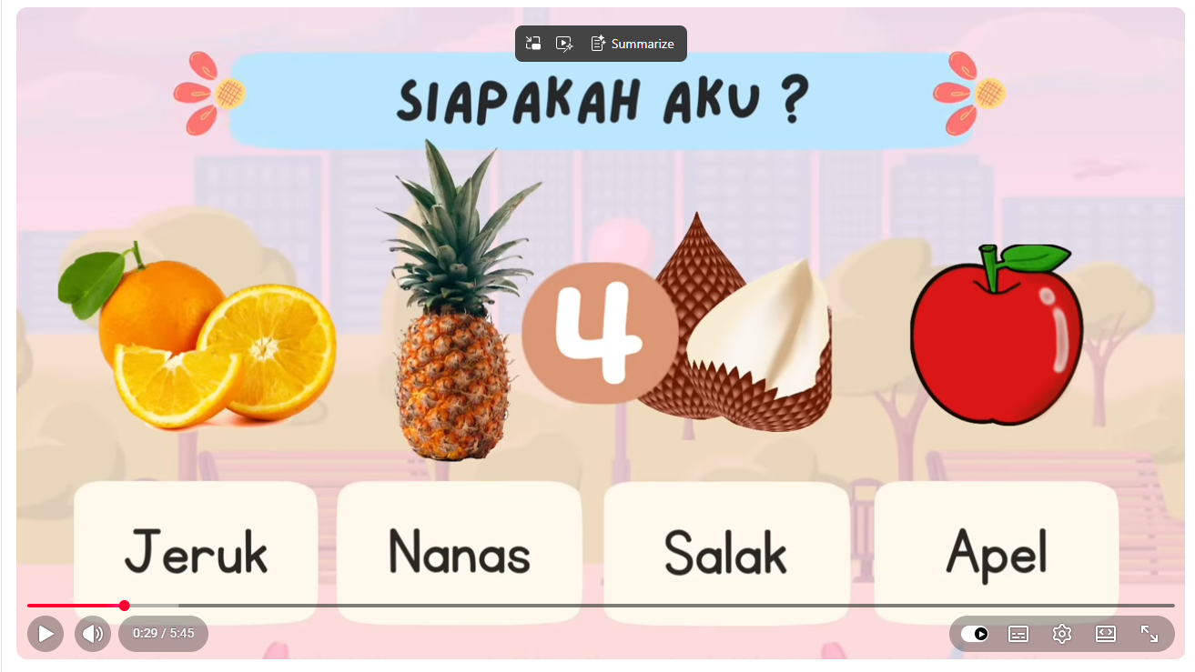 Cover VIDEO KUIS TEBAK-TEBAKAN UNTUK PAUD / TK | MENGENAL BUAH DAN BINATANG / Anami Story