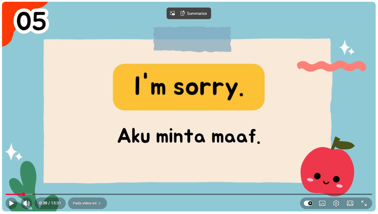 Cover Video 100 Kalimat Bahasa Inggris yang Mudah untuk Anak-Anak