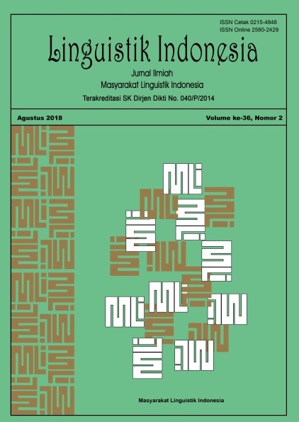 Cover Linguistik Indonesia :  Jurnal Ilmiah Masyarakat Linguistik Indonesia / Tim